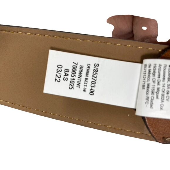 Mens Old Navy Brown Faux Leather Belt With Bronze Buckle Size L u - Picture 5 of 6